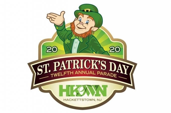Leprechaun waving for Hackettstown's St. Patrick's Day parade