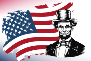 American flag and Abraham Lincoln